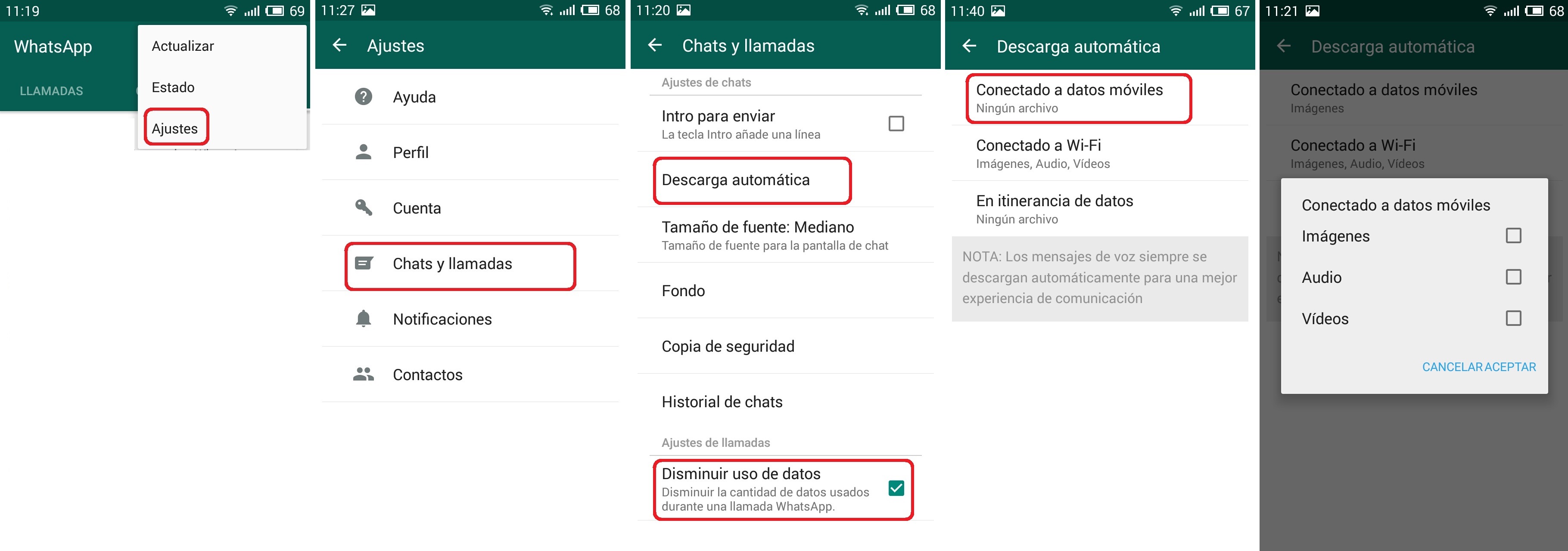 restrinxir descarga de vídeos en whatsapp con Android