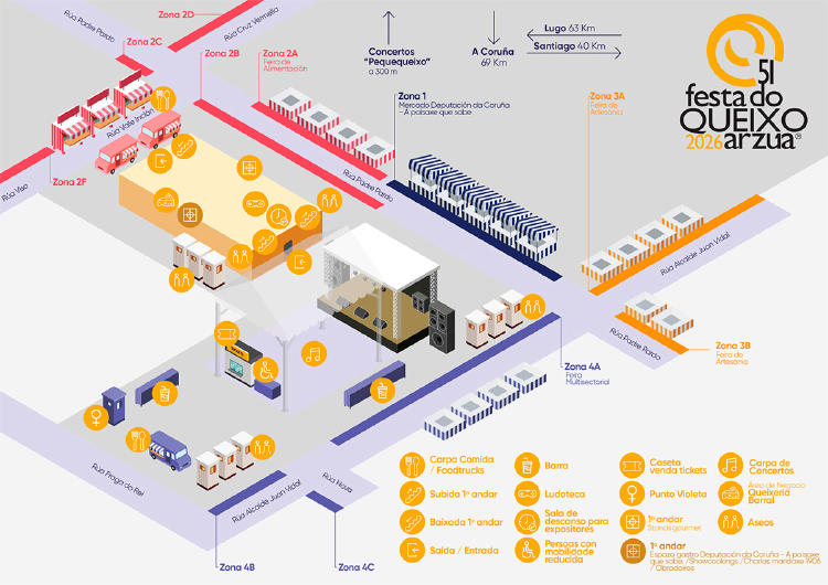 mapa festa queixo arzua 2026 Mapa Festa do Queixo Arzúa 2026