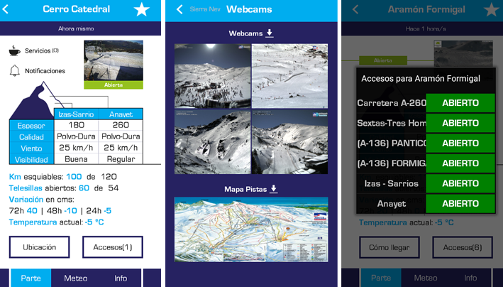 Apps para esquiar - Parte de Nieve y webcams