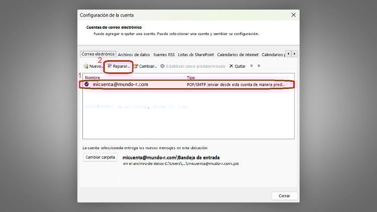 configurar correo r actualizar outlook 3 Actualizar la configuración del correo de R en Outlook