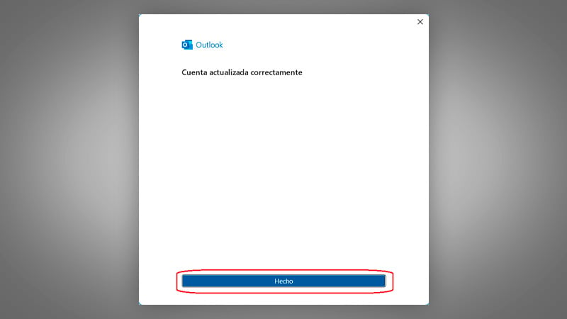 Actualizar la configuración del correo de R en Outlook