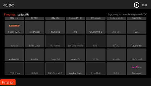 Finalizar selección de canales Favoritos en la televisión de R