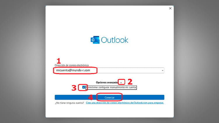 Configurar el correo de R en Outlook