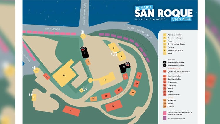 mapa romeria san roque vigo 2025 Mapa de la Romería de San Roque Vigo 2025