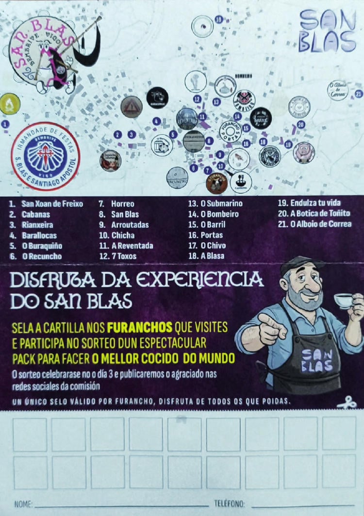 cartilla furanchos san blas vigo 2026 Cartilla de furanchos San Blas Vigo 2026