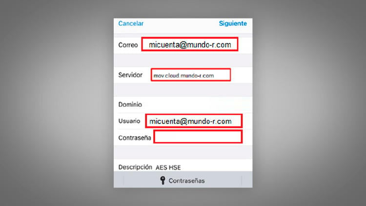 Configurar el correo mundo R en iPhone