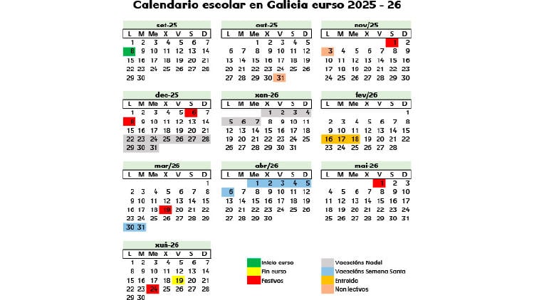 calendario escolar galicia 2025 26 gal Calendario escolar Galicia 2025 26