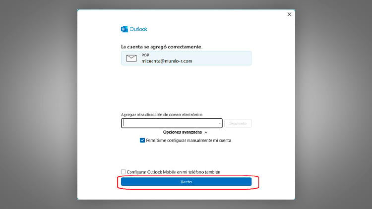 Configurar el correo de R en Outlook