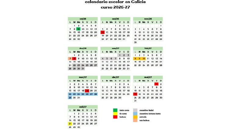 calendario escolar galicia 2026 2027 gal Calendario escolar en Galicia 2026 2027