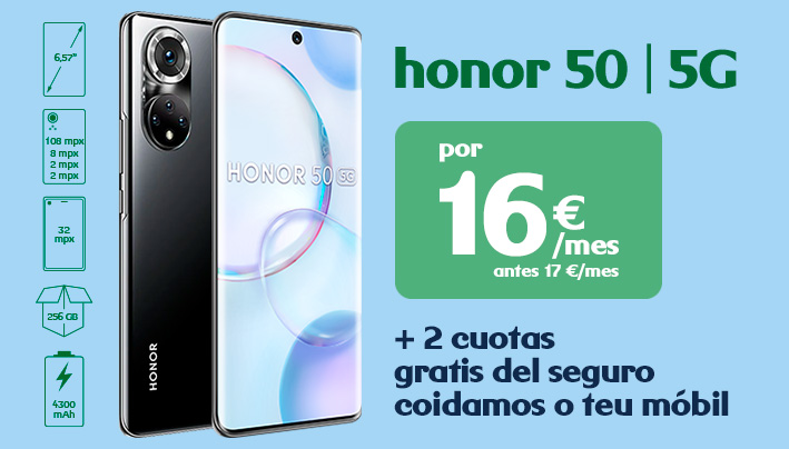 Honor 50 5G por 16€/mes